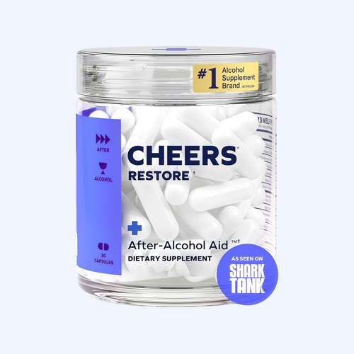 Cheers Restore | Supplement with DHM + L-Cysteine | Feel Better After Drinking & Support Your Liver | Dihydromyricetin, Cysteine, Prickly Pear, B-Vitamins, Ginger