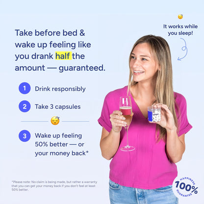 Cheers Restore | Supplement with DHM + L-Cysteine | Feel Better After Drinking & Support Your Liver | Dihydromyricetin, Cysteine, Prickly Pear, B-Vitamins, Ginger